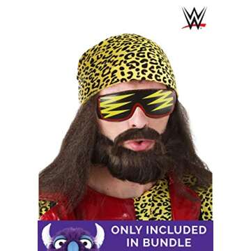 WWE Adult Macho Man Madness Costume Mens, Purple Tough Guy Wrestling Halloween Outfit Small