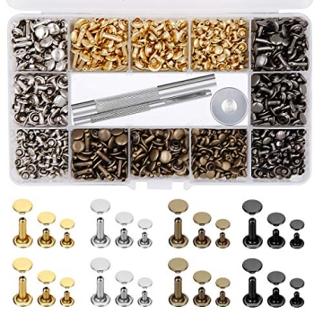 EuTengHao 484Pcs Leather Rivets Double Cap Rivet Kit - 4 Colors, Tools Included