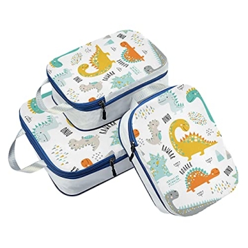 Oyihfvs Kids Dinosaur Packing Cubes Set for Fun Travel