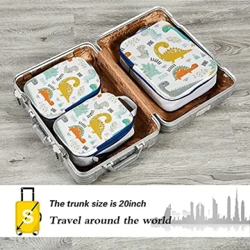 Oyihfvs Kids Dinosaur Packing Cubes Set for Fun Travel