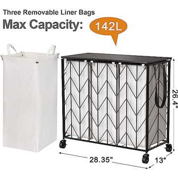 WOWLIVE Large Capacity Laundry Basket with Wheels