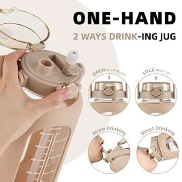 SIEROZUR 74oz Glass Water Bottle with Straw 2.2L Large Gallon Motivational Water Bottle with Handle ...