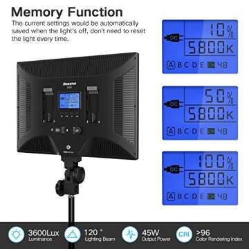 Dazzne 2Pack Keylight LED Video Light with Desk Clamp Stand Lighting Kit with Wireless Remote,15.4" LED Panel 3000K-8000K 45W 3600LM Dimmable Brightness Soft Light for YouTube,Photography,Streaming