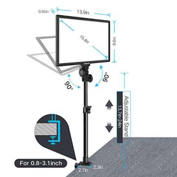 Dazzne 2Pack Keylight LED Video Light with Desk Clamp Stand Lighting Kit with Wireless Remote,15.4" LED Panel 3000K-8000K 45W 3600LM Dimmable Brightness Soft Light for YouTube,Photography,Streaming