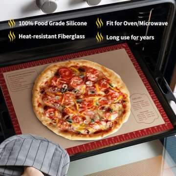 Silicone Baking Mat, Non-Stick Reusable Pastry Dough Rolling Mat, Heat-Resistant Silicone Mat For Ba...