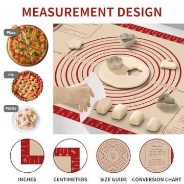 Silicone Baking Mat, Non-Stick Reusable Pastry Dough Rolling Mat, Heat-Resistant Silicone Mat For Baking Pizza, Bread, Cookies, Chocolate, Cake, Biscuits, Cookies Dishwasher-Safe