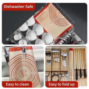 Silicone Baking Mat, Non-Stick Reusable Pastry Dough Rolling Mat, Heat-Resistant Silicone Mat For Baking Pizza, Bread, Cookies, Chocolate, Cake, Biscuits, Cookies Dishwasher-Safe