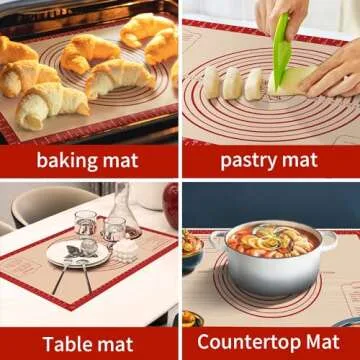 Silicone Baking Mat, Non-Stick Reusable Pastry Dough Rolling Mat, Heat-Resistant Silicone Mat For Baking Pizza, Bread, Cookies, Chocolate, Cake, Biscuits, Cookies Dishwasher-Safe