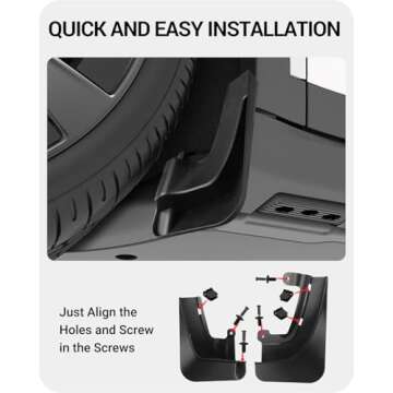 BASENOR 2025 New Version Tesla Model X/Model X Plaid Mud Flaps Splash Guards No Drilling No Tape Mudguards Vehicle Tire Protector Mudflaps for 2022-2025 Tesla Exterior Accessories (Set of 4)