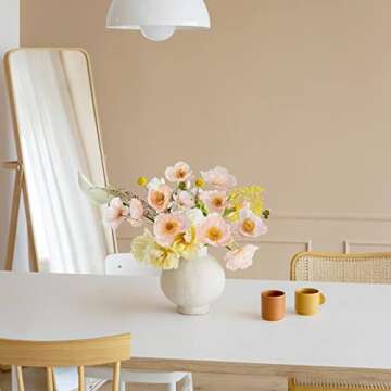 Kainonnan Artificial Flowers 5Pcs Poppies Flowers Artificial Silk Flowers for Home Office Wedding Outdoor Decor (Champagne)