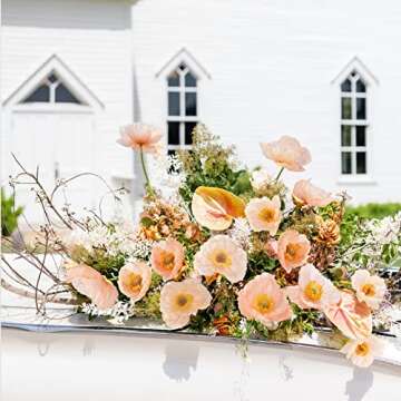 Kainonnan Artificial Flowers 5Pcs Poppies Flowers Artificial Silk Flowers for Home Office Wedding Outdoor Decor (Champagne)