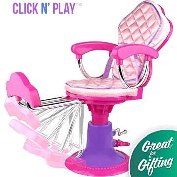 Click N' Play Doll Salon Chair for 18 Inch Dolls - Hair Salon Toy with Accessories