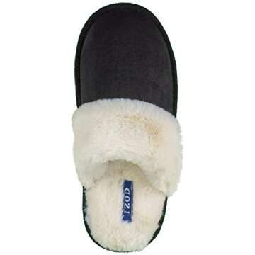 IZOD Women's Suede Memory Foam Slippers - Charcoal Comfort
