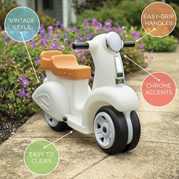 Step2 Ride Along Scooter Kids Push Car, Foot Powered Ride On Toy, Practice Balance with 4 Wheels, Made of Durable Plastic, Max Weight 40 lbs., For Toddlers 1.5-4 Years Old, White
