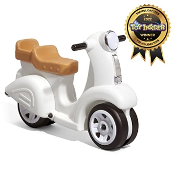 Step2 Ride Along Scooter Kids Push Car, Foot Powered Ride On Toy, Practice Balance with 4 Wheels, Made of Durable Plastic, Max Weight 40 lbs., For Toddlers 1.5-4 Years Old, White