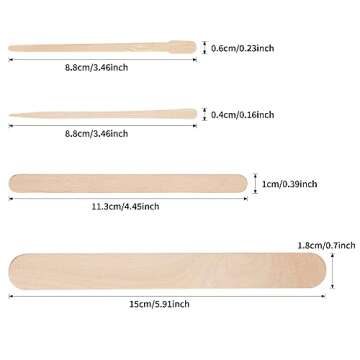 1000Pcs Wooden Wax Sticks, 4 Style Assorted Wood Waxing Sticks for Body Legs Face Waxing Applicator Sticks Eyebrow Wax Spatula Applicator for Hair Removal and Wood Craft Sticks