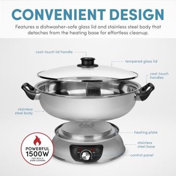 Aroma Housewares ASP-610 5Qt Dual-Sided Hot Pot