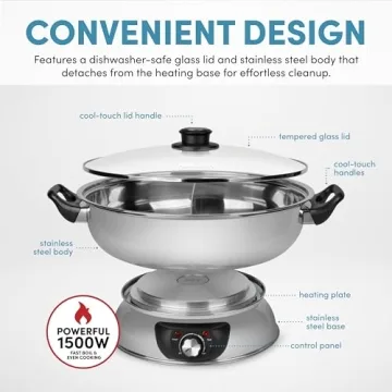 Aroma Housewares ASP-610 5Qt Dual-Sided Hot Pot