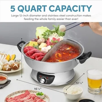 Aroma Housewares ASP-610 5Qt Dual-Sided Hot Pot