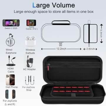 TZGZT Travel Carrying Case for Nintendo Switch 2 2025 - Durable Organizer with Screen Protectors and...