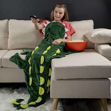 Cozy Crocodile Animal Tail Blanket for Kids Soft and Comfortable Kids Sleeping Bag Sleep Sacks Blankets for Movie Night, Sleepovers, Camping and More - Fits Boys and Girls Ages 3-13 Years