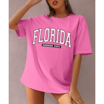 MISSACTIVER Women Florida Graphic Print Oversized Tee Shirt