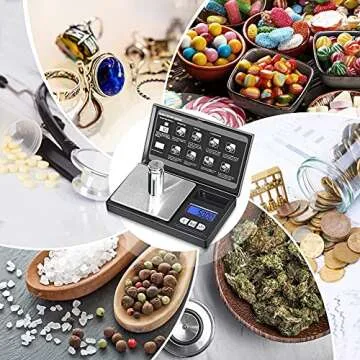 THINKSCALE 𝗚𝗿𝗮𝗺 𝗦𝗰𝗮𝗹𝗲, 𝟮𝟬𝟬𝗴/𝟬.𝟬𝟭𝗴 Mini Pocket Scale with 6 Units, Steelyards, Tare, Scales Digital Weight Grams for Jewelry, Medicine, Coffee, Herb, Cal Weight Included