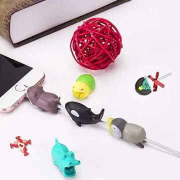12 Pcs Cable Bites for iPhone Cable Cord Cute Animal Cable Buddies Bite Cable Protector Saver Phone Accessories