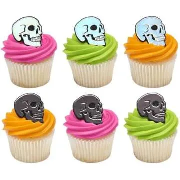 Decopac Metallic Shimmer Skull Cupcake Rings for Halloween