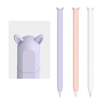 3 Pack Cute Ear Case Silicone Skin Cover for Apple Pencil 2nd Generation Accessories Compatible with...