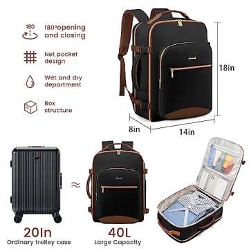 LOVEVOOK 40L Carry-On Travel Backpack for All Travelers