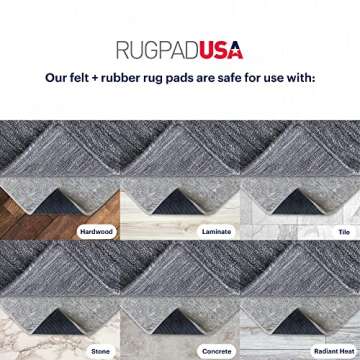 RUGPADUSA - Dual Surface - 8'x10' - 1/2" Thick - Felt + Rubber - Non-Slip Backing Rug Pad - Adds Comfort and Protection - for Hard Surface Floors