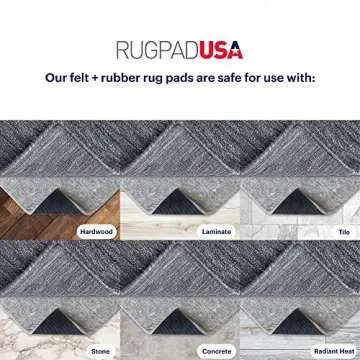 RUGPADUSA - Dual Surface - 8'x10' - 1/2" Thick - Felt + Rubber - Non-Slip Backing Rug Pad - Adds Comfort and Protection - for Hard Surface Floors