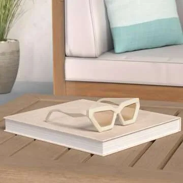 Breaksun Vintage Cat Eye Sunglasses for Women - Stylish Thick Frame Retro Shades (Beige)