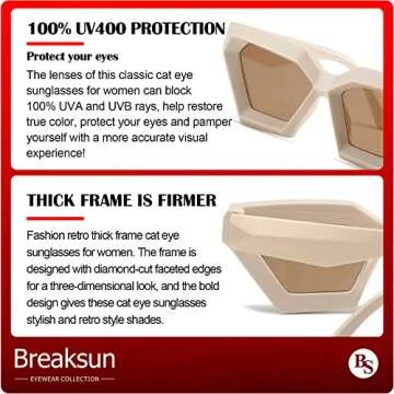 Breaksun Vintage Cat Eye Sunglasses - Trendy Shades for Women