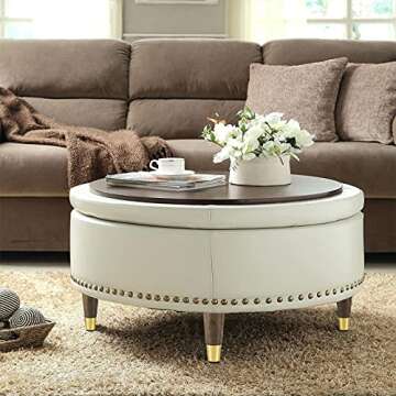 ALAMHI Wood Furniture Leg Sofa Legs 4 Inch Brown Round Tapered Mid-Century Modern Feet with Brass Ba...