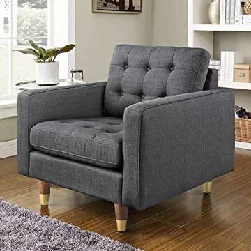 ALAMHI Wood Furniture Leg Sofa Legs 4 Inch Brown Round Tapered Mid-Century Modern Feet with Brass Base Replacement legs for Cabinets,Coffee Table,Ottoman,TV Stand,Loveseat,Armchair Set of 4