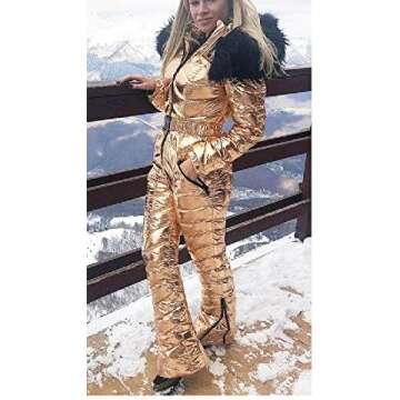 Aurgelmir Women Winter Ski Suit Fur Collar Coat Ski Jumpsuit Snowsuit