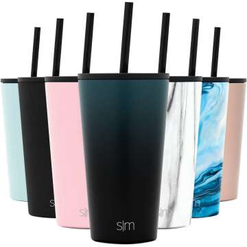 Insulated 16oz Stainless Steel Tumbler with Straw