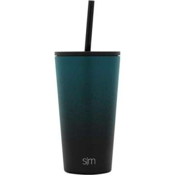 Insulated 16oz Stainless Steel Tumbler with Straw