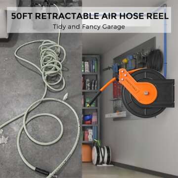 Giraffe 50ft Retractable Air Hose Reel - Heavy Duty Performance