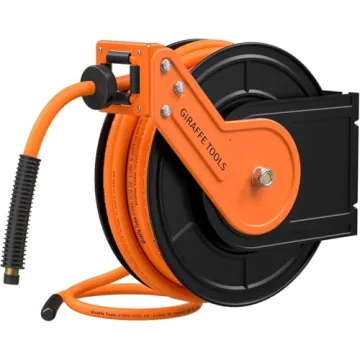 Giraffe Tools TA15B Retractable Air Hose Reel - 50ft Hybrid Hose for Easy Use, Durable & Efficient