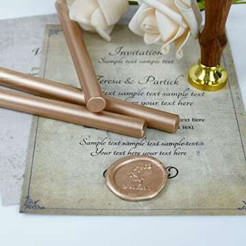 Glue Gun Sealing Wax Sticks for Retro Vintage Wax Seal Stamp - Champagne - Great for Wedding Invitations, Cards Envelopes, Snail Mails, Wine Packages, Gift Wrapping