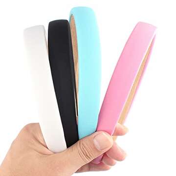 Wecoe 4 Pack Padded Headbands Fashion Headbands for Women Non Slip Soft Thick Comfortable Headbands Kids Cute Light Blue Black Pink White Headband Aesthetic Y2K Hair Accessories for Women Girls(Set 1)