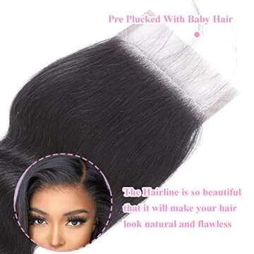 4x4 Transparent HD Lace Closure Only Body Wave Hair Closure Invisible Lace Closure 12A Brazilian Virgin Remy 100% Human Hair Frontal Closure Pre Plucked with Baby Hair Natural Black 16 Inch