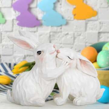Charming Hodao Easter Couple Bunny Decorations for Home