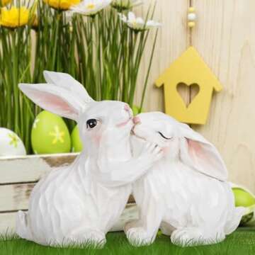 Charming Hodao Easter Couple Bunny Decorations for Home