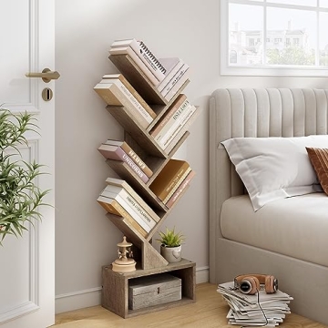 Stylish Hoctieon 6 Tier Tree Bookshelf with Drawer