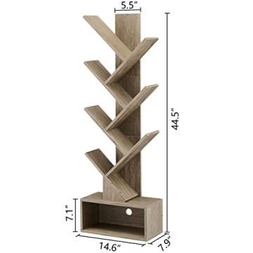Stylish Hoctieon 6 Tier Tree Bookshelf with Drawer