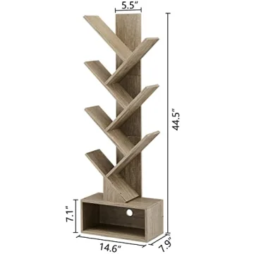Stylish Hoctieon 6 Tier Tree Bookshelf with Drawer